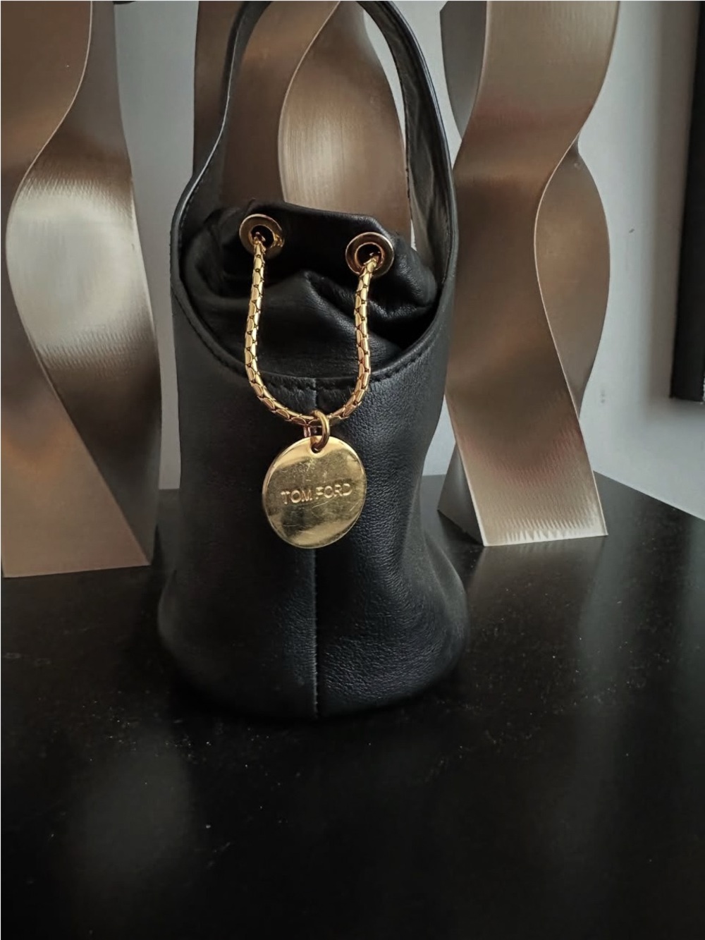 Rare Tom Ford Black Leather Bucket Bag Gold Hardware Authentic